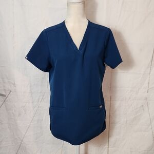 Figs Scrub Teal Blue Classic  V-Neck Women's Top